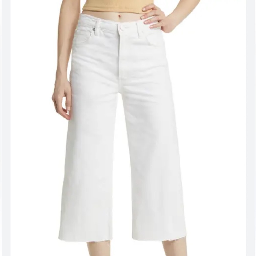 Frame Denim Le Gaucho, high rise, wide, crop, white denim jeans size 27